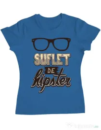 Tricou ADLER dama Suflet de hipster Albastru azuriu