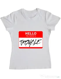 Tricou ADLER dama Trouble Alb