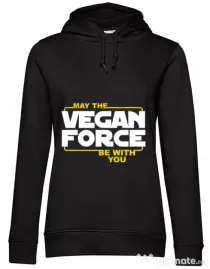 Hoodie dama cu gluga Vegan force Negru