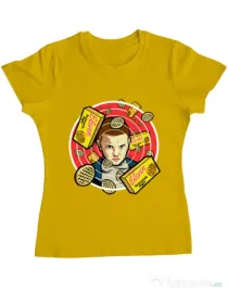 Tricou ADLER dama Stranger Waffles Galben