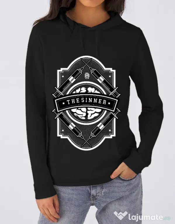 Hoodie dama cu gluga The Sinner Negru