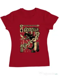 Tricou ADLER dama Godzilla Rosu