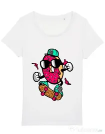 Tricou STANLEY STELLA dama Donut skater Alb