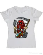 Tricou ADLER dama Coffin Skater Alb