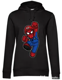 Hoodie dama cu gluga Spider Plumber Negru