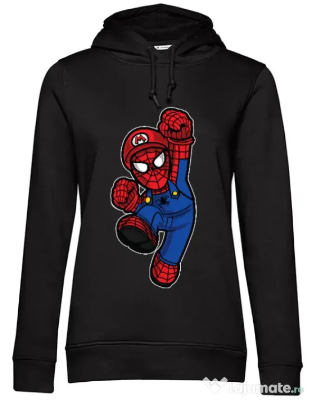 Hoodie dama cu gluga Spider Plumber Negru