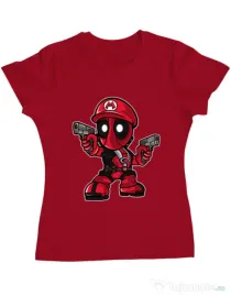 Tricou ADLER dama Mario Deadpool Rosu