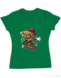 Tricou ADLER dama Pizza Skater Verde mediu
