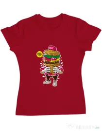 Tricou ADLER dama I Love Burger Rosu