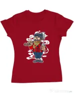 Tricou ADLER dama Pizza Beard Rosu