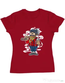 Tricou ADLER dama Pizza Beard Rosu