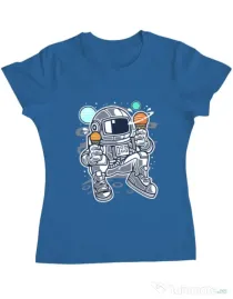 Tricou ADLER dama Astronaut Ice Cream Albastru azuriu