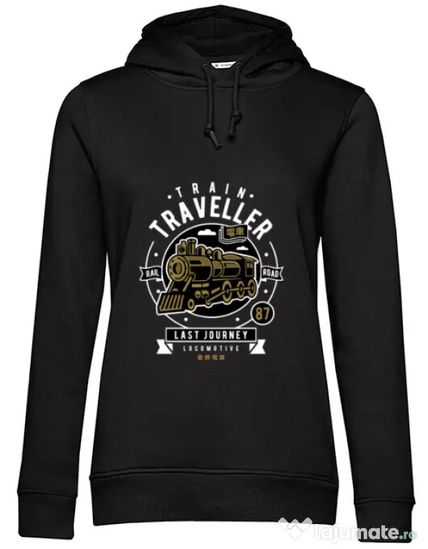 Hoodie dama cu gluga Train Traveller Negru