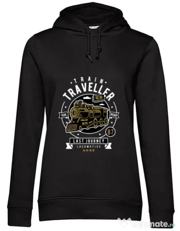 Hoodie dama cu gluga Train Traveller Negru