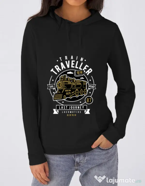 Hoodie dama cu gluga Train Traveller Negru