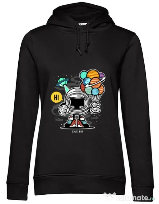 Hoodie dama cu gluga Gift From Outer Space Negru