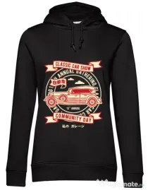 Hoodie dama cu gluga Classic Car Show Negru