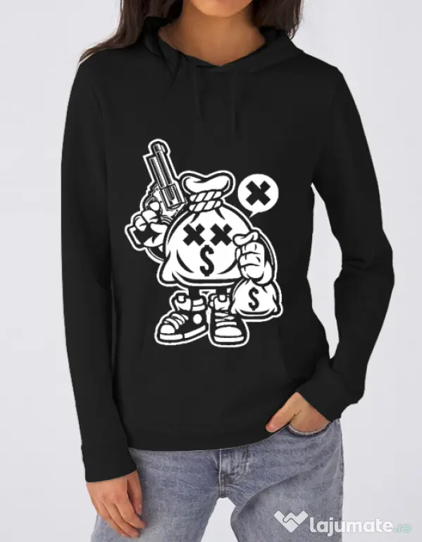 Hoodie dama cu gluga Money Takers Negru