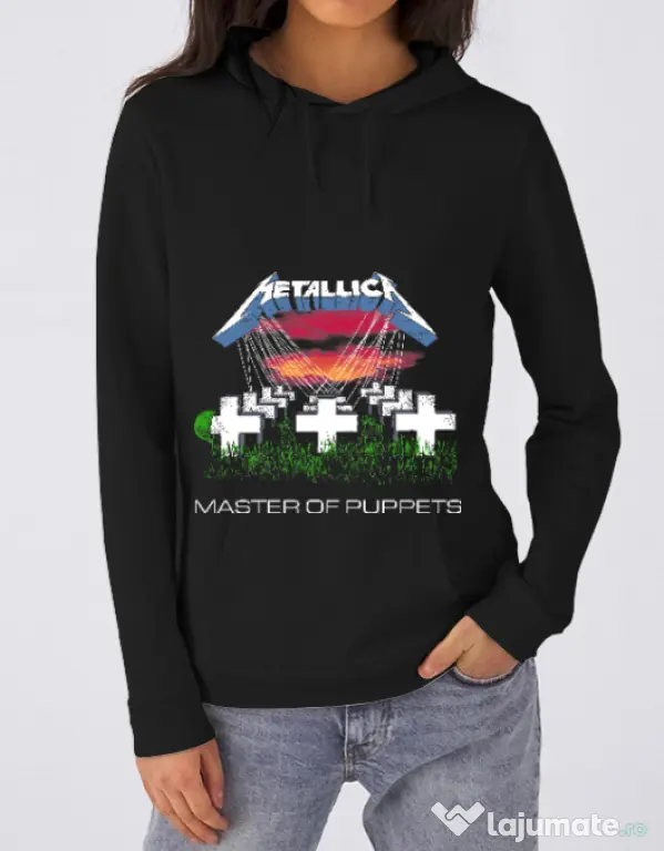 Hoodie dama cu gluga Master of puppets Negru
