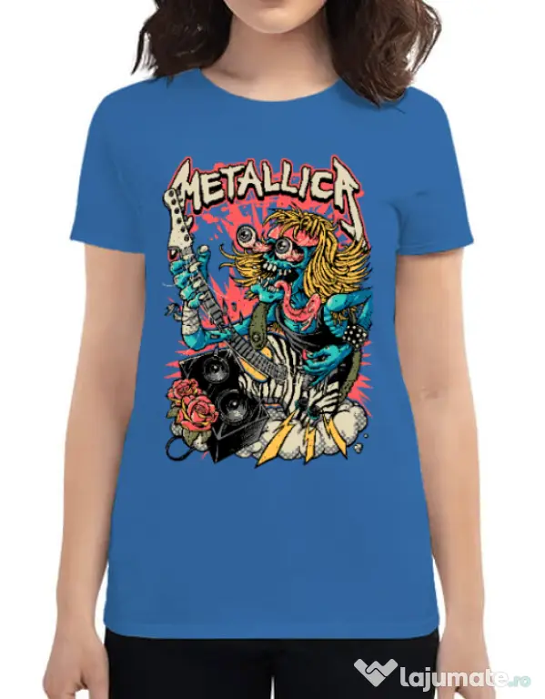 Tricou ADLER dama Heavy Guitar Albastru azuriu