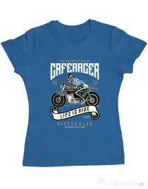 Tricou ADLER dama Speed of Caferacer Albastru azuriu