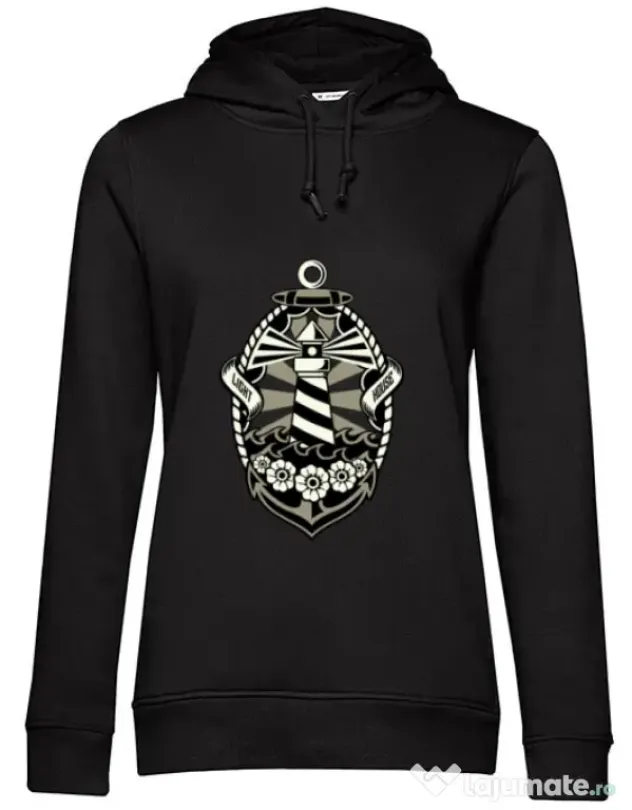 Hoodie dama cu gluga Lighthouse Negru