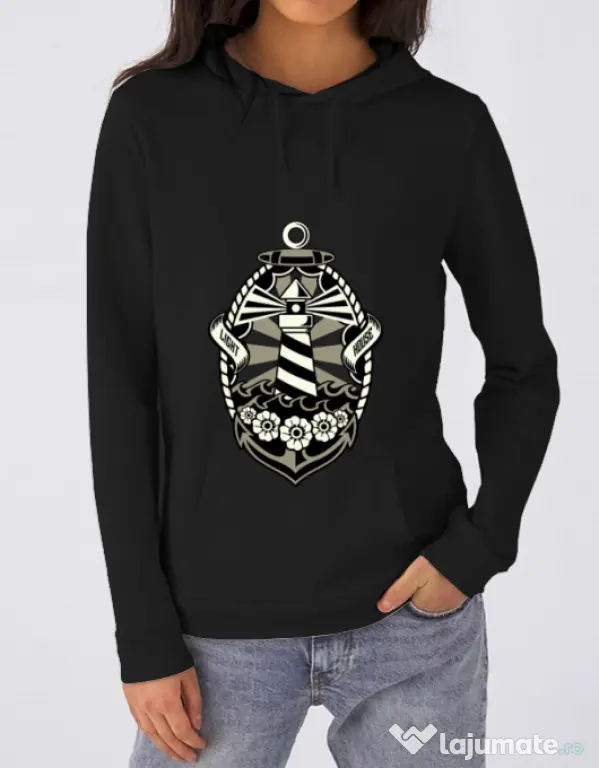 Hoodie dama cu gluga Lighthouse Negru