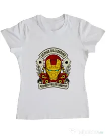 Tricou ADLER dama Genius Billionaire Alb