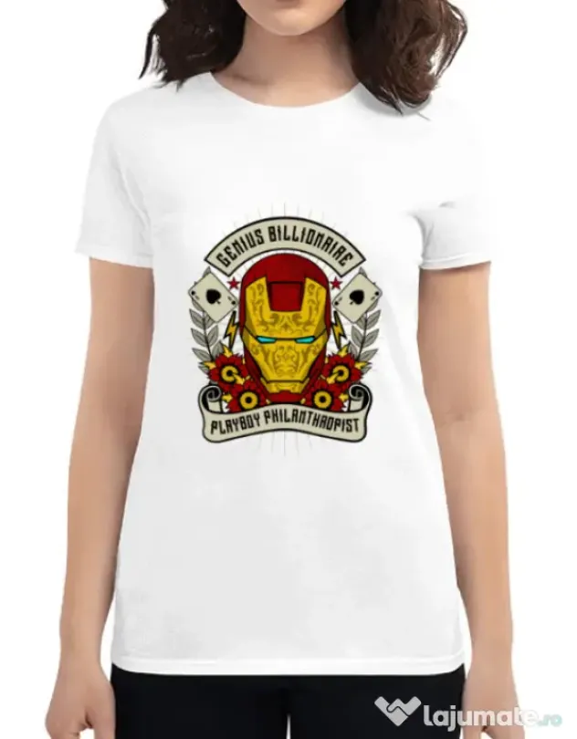 Tricou ADLER dama Genius Billionaire Alb