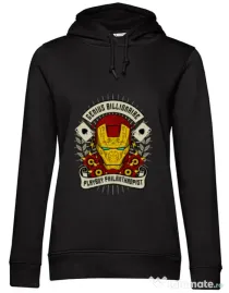 Hoodie dama cu gluga Genius Billionaire Negru