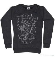 Bluza ADLER dama OK But First Coffee Negru melanj