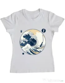 Tricou ADLER dama The Great Wave off Sound Alb