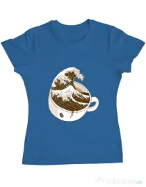 Tricou ADLER dama The Great Wave off Coffee Albastru azuriu