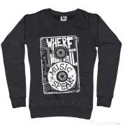 Bluza ADLER dama Where words fail, music speaks Negru melanj 
