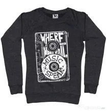 Bluza ADLER dama Where words fail, music speaks Negru melanj