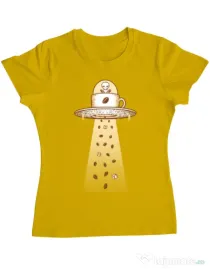 Tricou ADLER dama Alien Coffee Invasion Galben