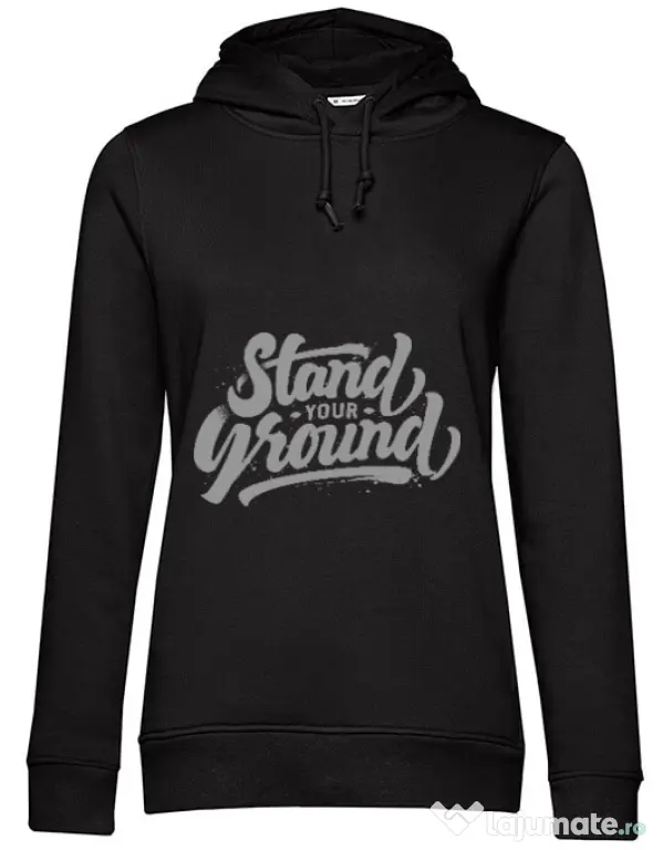Hoodie dama cu gluga Stand Your Ground Negru
