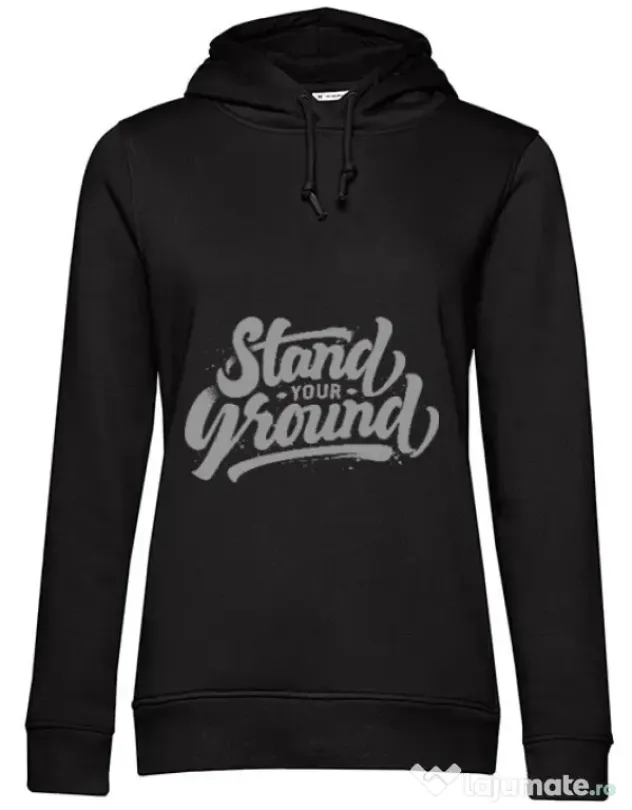 Hoodie dama cu gluga Stand Your Ground Negru