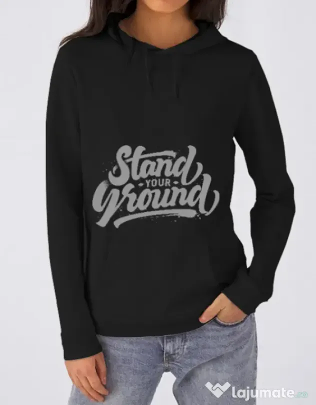 Hoodie dama cu gluga Stand Your Ground Negru