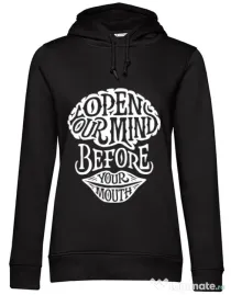 Hoodie dama cu gluga Open your mind Negru