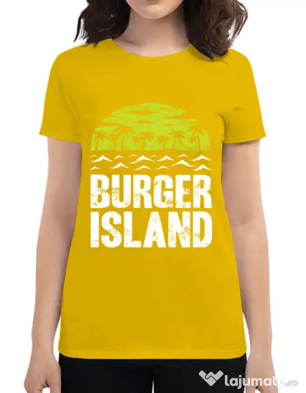 Tricou ADLER dama Burger island Galben
