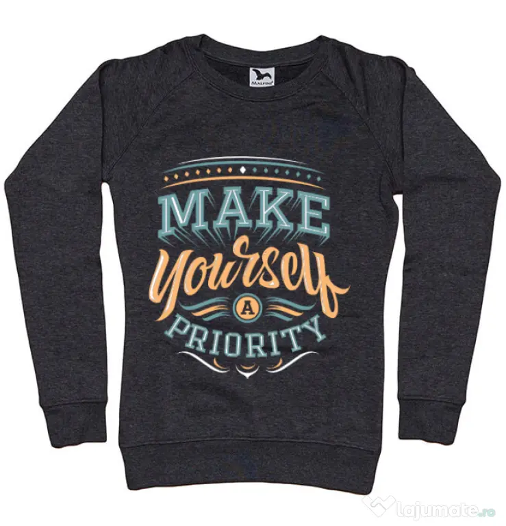 Bluza ADLER dama Make yourself a priority Negru melanj