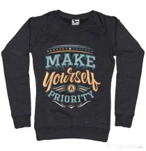 Bluza ADLER dama Make yourself a priority Negru melanj