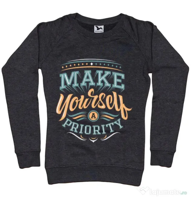 Bluza ADLER dama Make yourself a priority Negru melanj