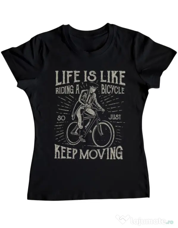 Tricou ADLER dama Life Is Like Riding A Bicycle Negru