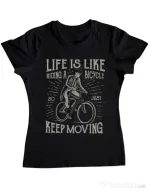 Tricou ADLER dama Life Is Like Riding A Bicycle Negru