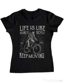 Tricou ADLER dama Life Is Like Riding A Bicycle Negru