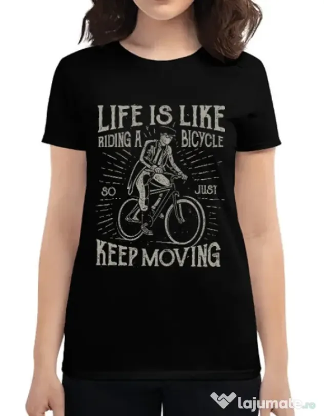 Tricou ADLER dama Life Is Like Riding A Bicycle Negru