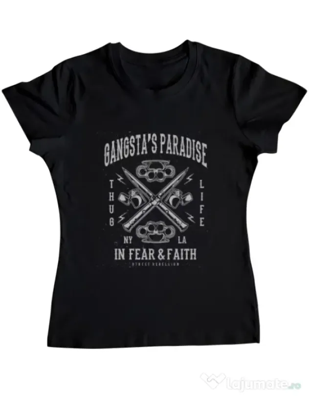 Tricou ADLER dama Gangstas Paradise Negru