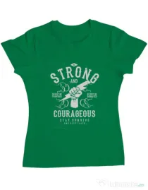 Tricou ADLER dama Be Strong and Courageous Verde mediu